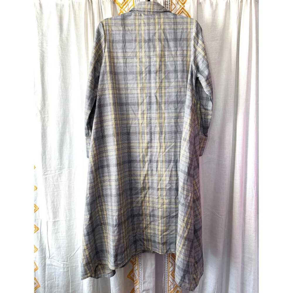 Moussy Plaid Handkerchief Hem Shirt Dress (Size S) Long Sleeve Loose Fit Modest - Picture 8 of 11